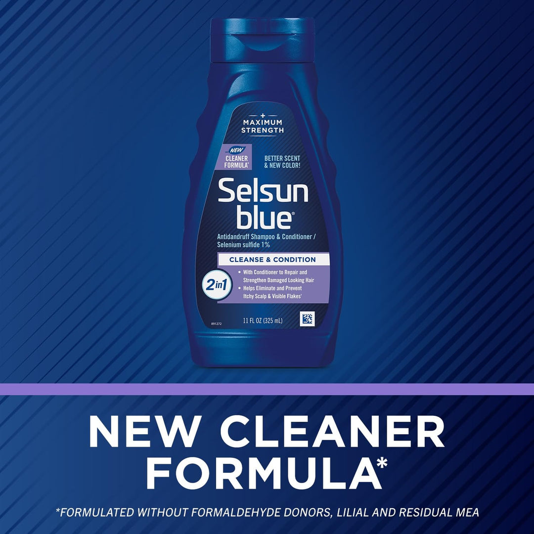 Selsun Blue 2-in-1 Anti-Dandruff Shampoo And Conditioner, Maximum Strength, 11 fl oz