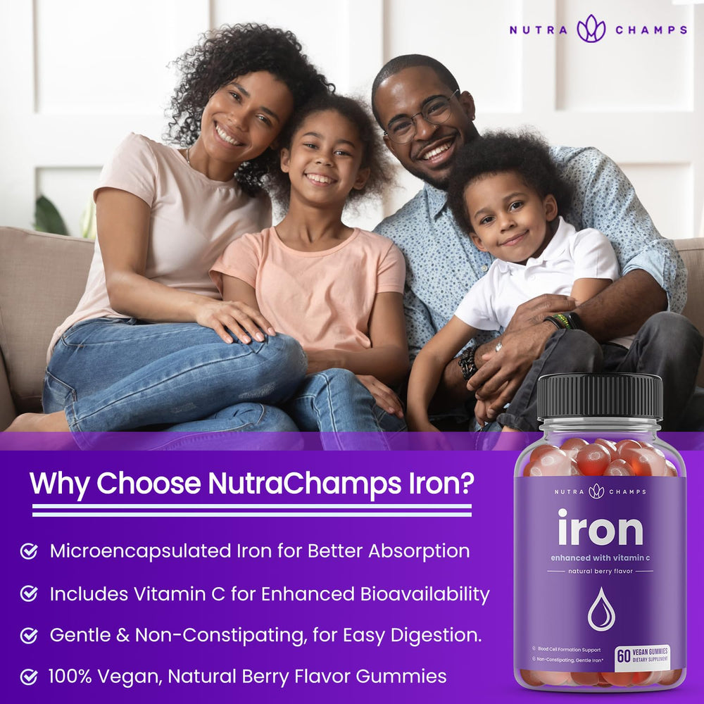 NutraChamps Iron Gummies, 20 mg, 60 Count