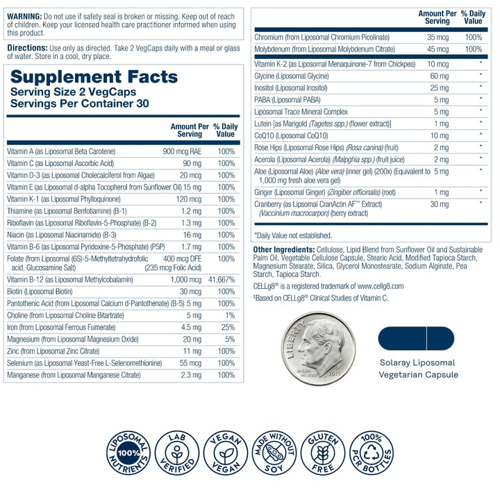 SOLARAY Liposomal Multivitamin, 120 Count