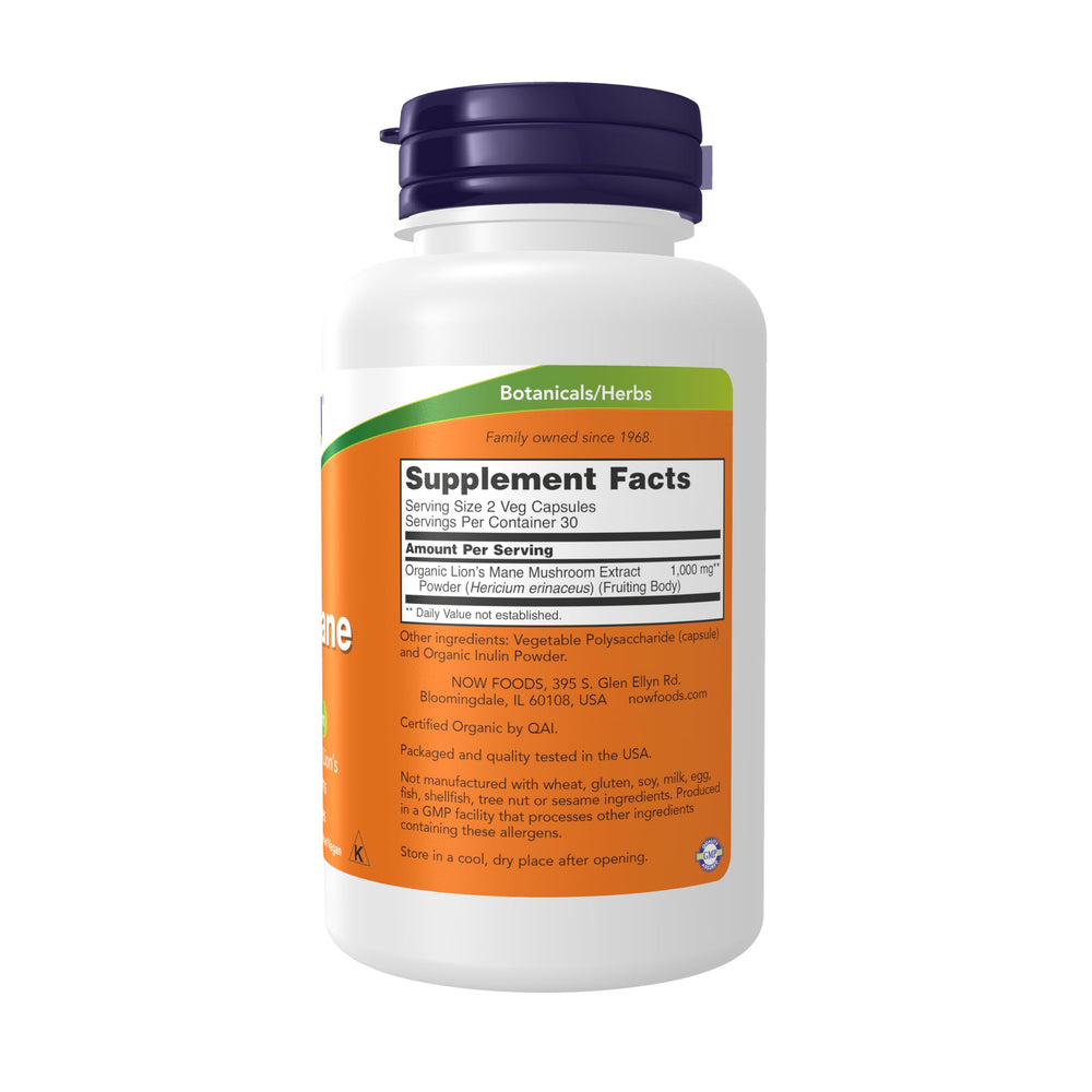 NOW Lion's Mane 500 mg, 60 Count