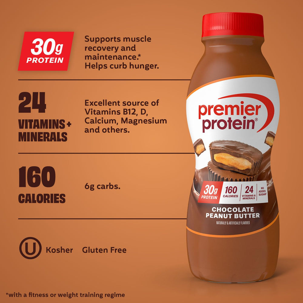 Premier Protein High Protein Shake, Chocolate Peanut Butter, 12 Count