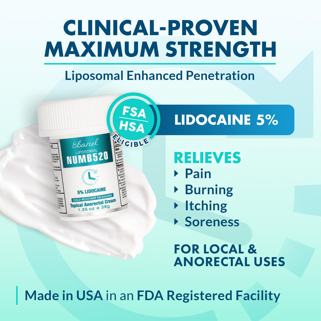 Ebanel 5% Lidocaine Topical Numbing Cream, 1.35 oz