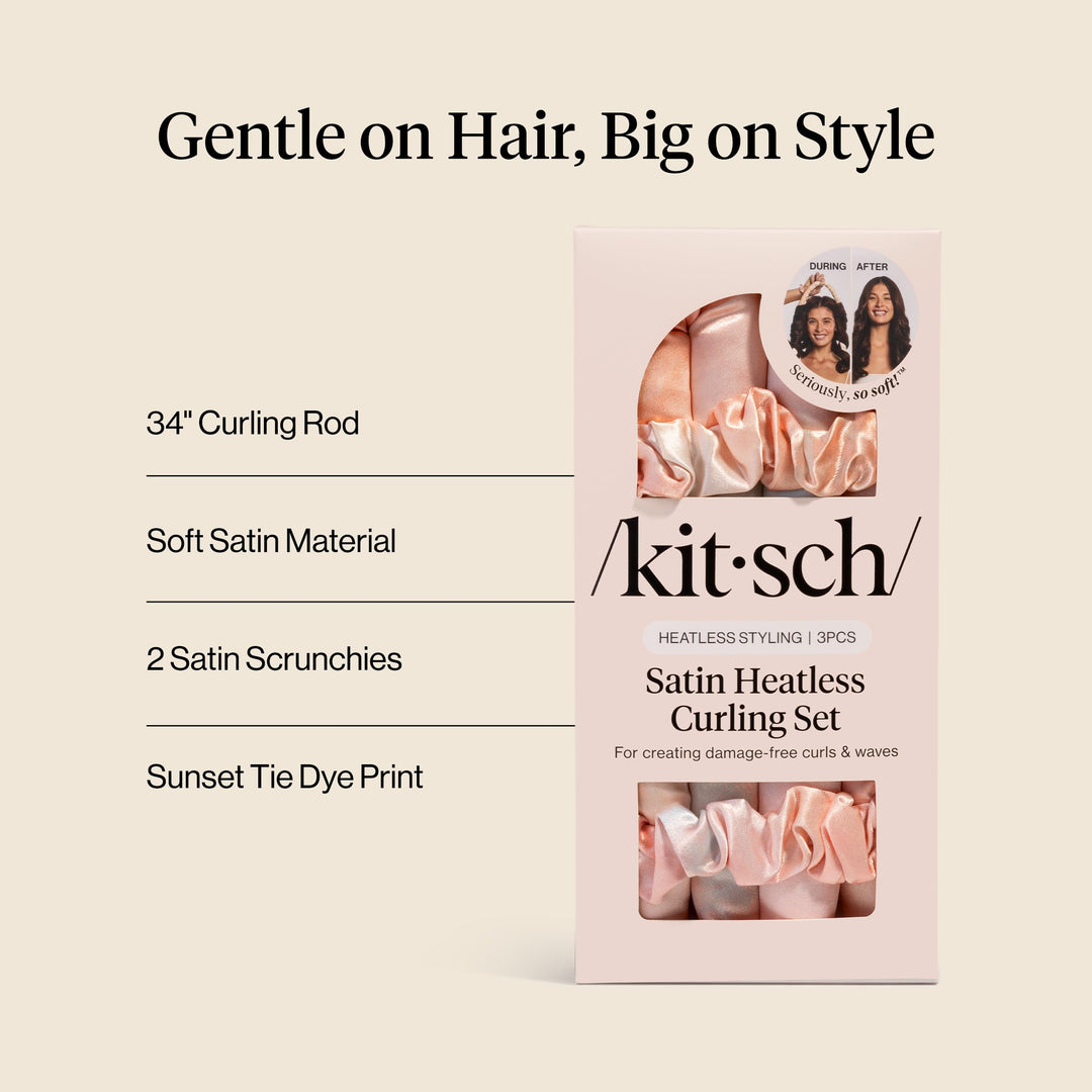 Kitsch Satin Heatless Curling Set, Sunset Tie Dye