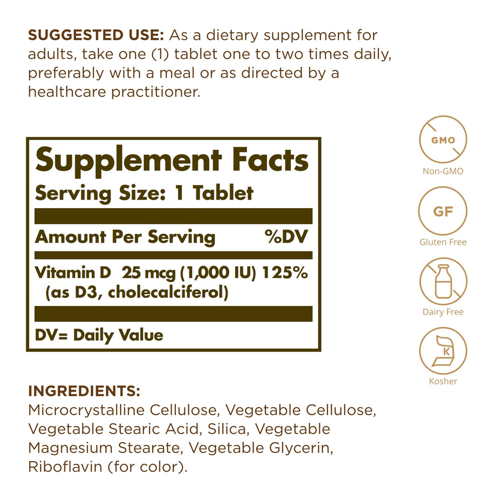 Solgar Vitamin D3 1000 IU, 90 Count