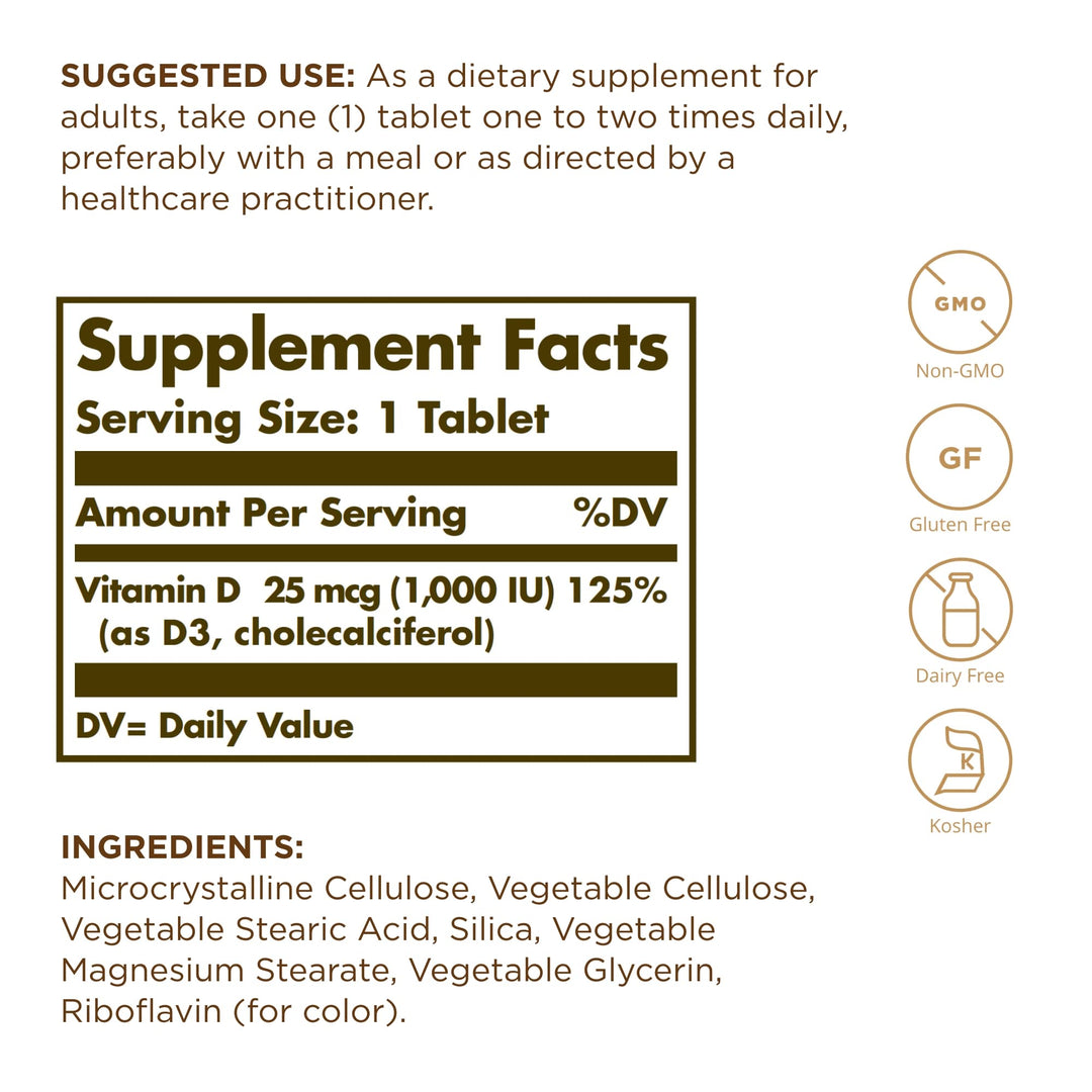 Solgar Vitamin D3 1000 IU, 90 Count