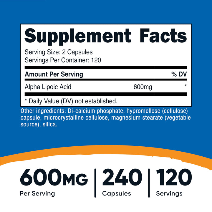 Nutricost Alpha Lipoic Acid Capsules, 600 mg, 240 Count