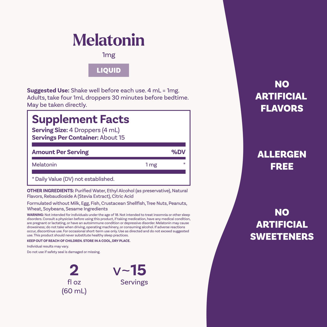 Natrol Liquid Melatonin Sleep Dietary Supplement, 1 mg