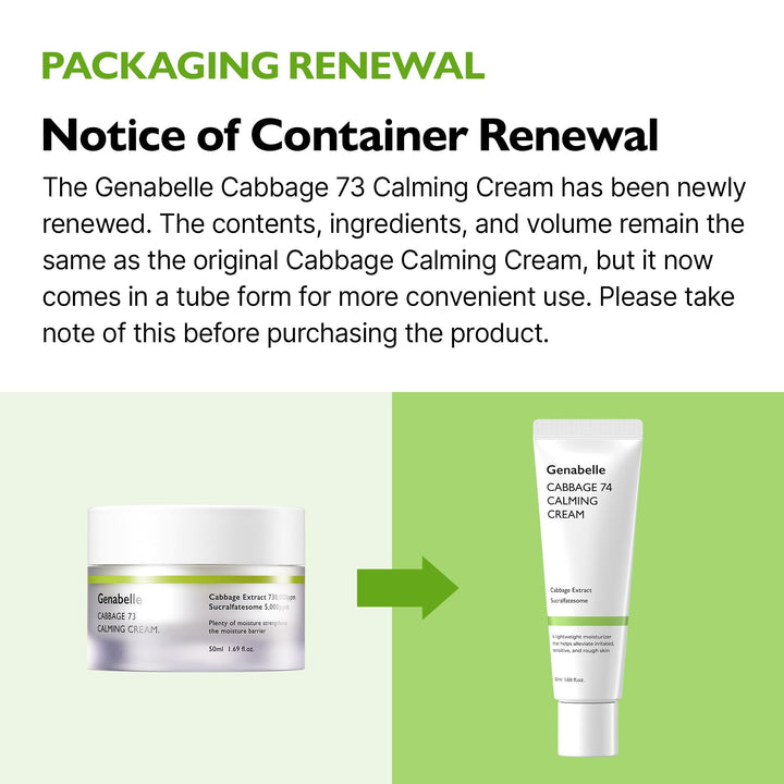 Genabelle Cabbage 74 Calming Cream, 1.69 fl oz