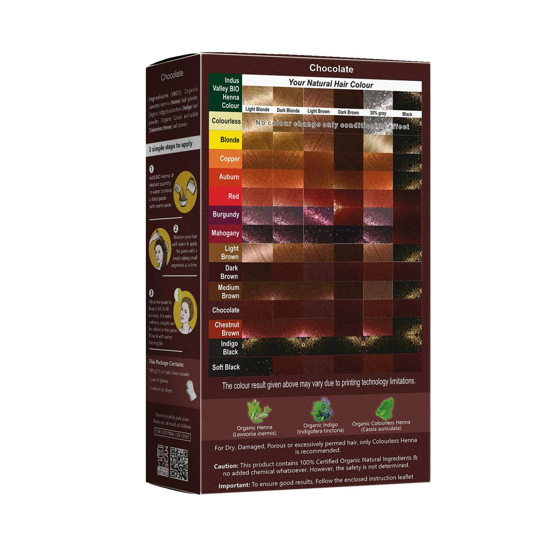 INDUS VALLEY Bio Organic Natural Henna Hair Color, Chocolate, 100 g
