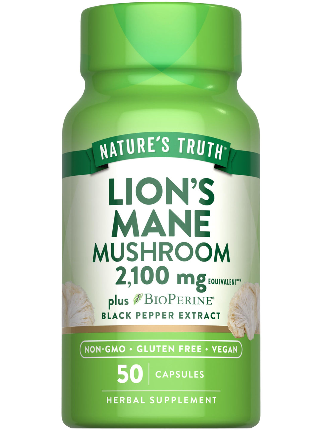 Nature's Truth Lions Mane Mushroom Supplement, 2100 mg, 50 Count