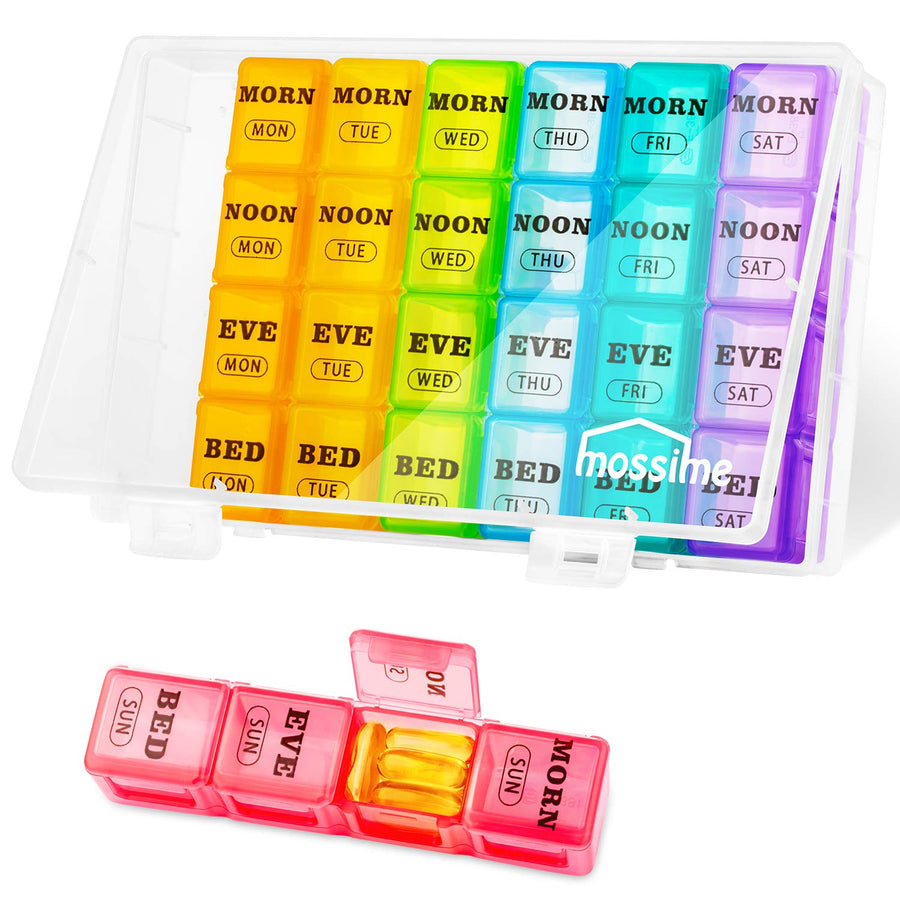 mossime Weekly Pill Organizer, 4 Times a Day, 28 Count