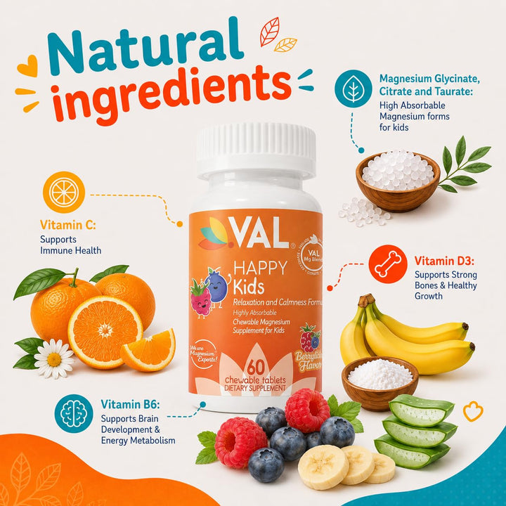 VAL Magnesium for Kids Chewable Tablets, 60 Count