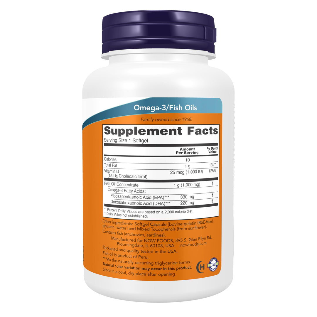 NOW Tri-3D Omega Fish Oil Triglyceride Form, 90 Count