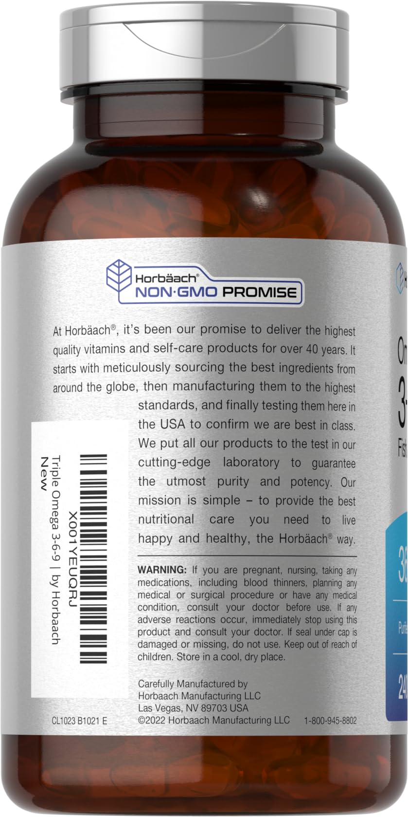 Horbäach Triple Omega 3-6-9 Softgels, 240 Count
