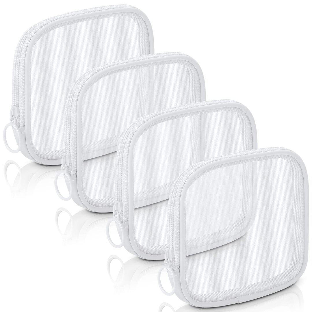 Weewooday Mesh Makeup Bag, White, 4 Count