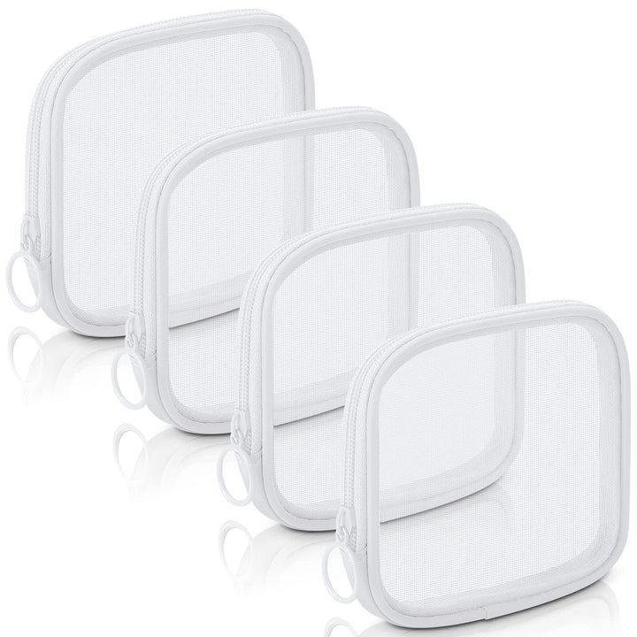 Weewooday Mesh Makeup Bag, White, 4 Count