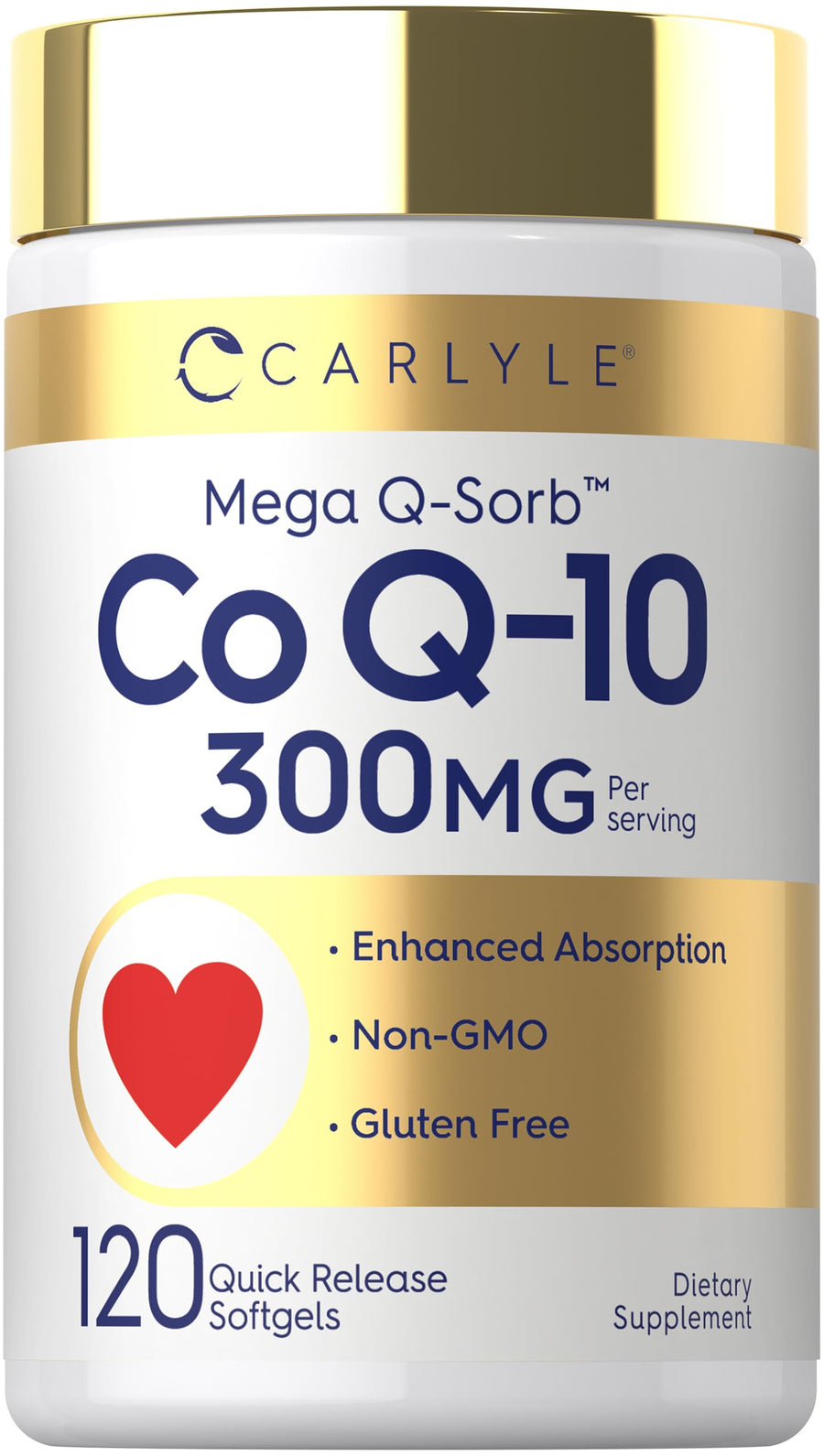 Carlyle CoQ-Sorb Coenzyme Q-10 Softgels, 300 mg, 120 Count