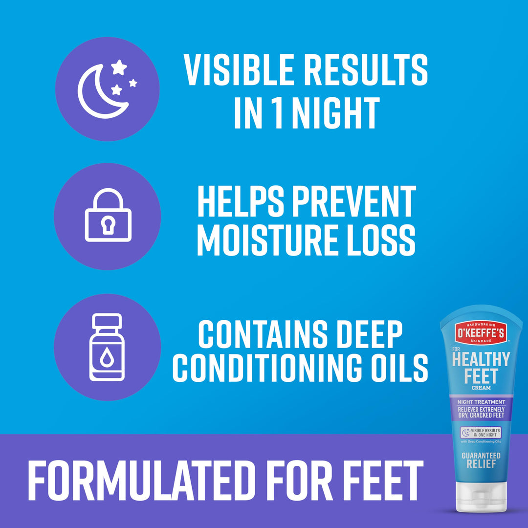 O'Keeffe's For Healthy Feet Night Treatment Foot Cream, 7.0 oz