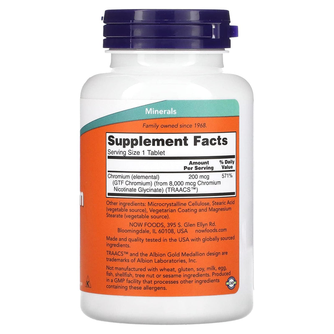 NOW Chromium 200 mcg, 250 Count