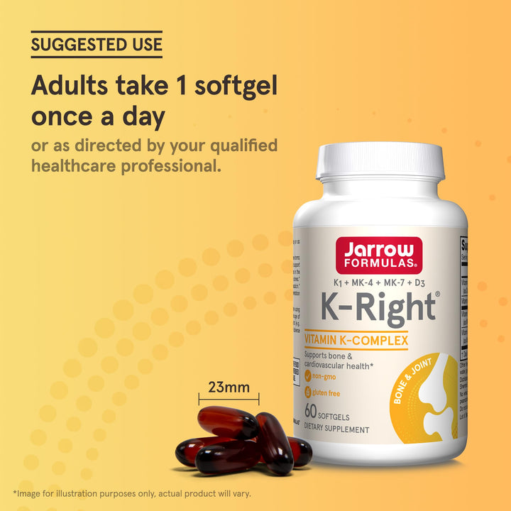 Jarrow Formulas K-Right Vitamin K2 MK-7 and D3, 60 Count