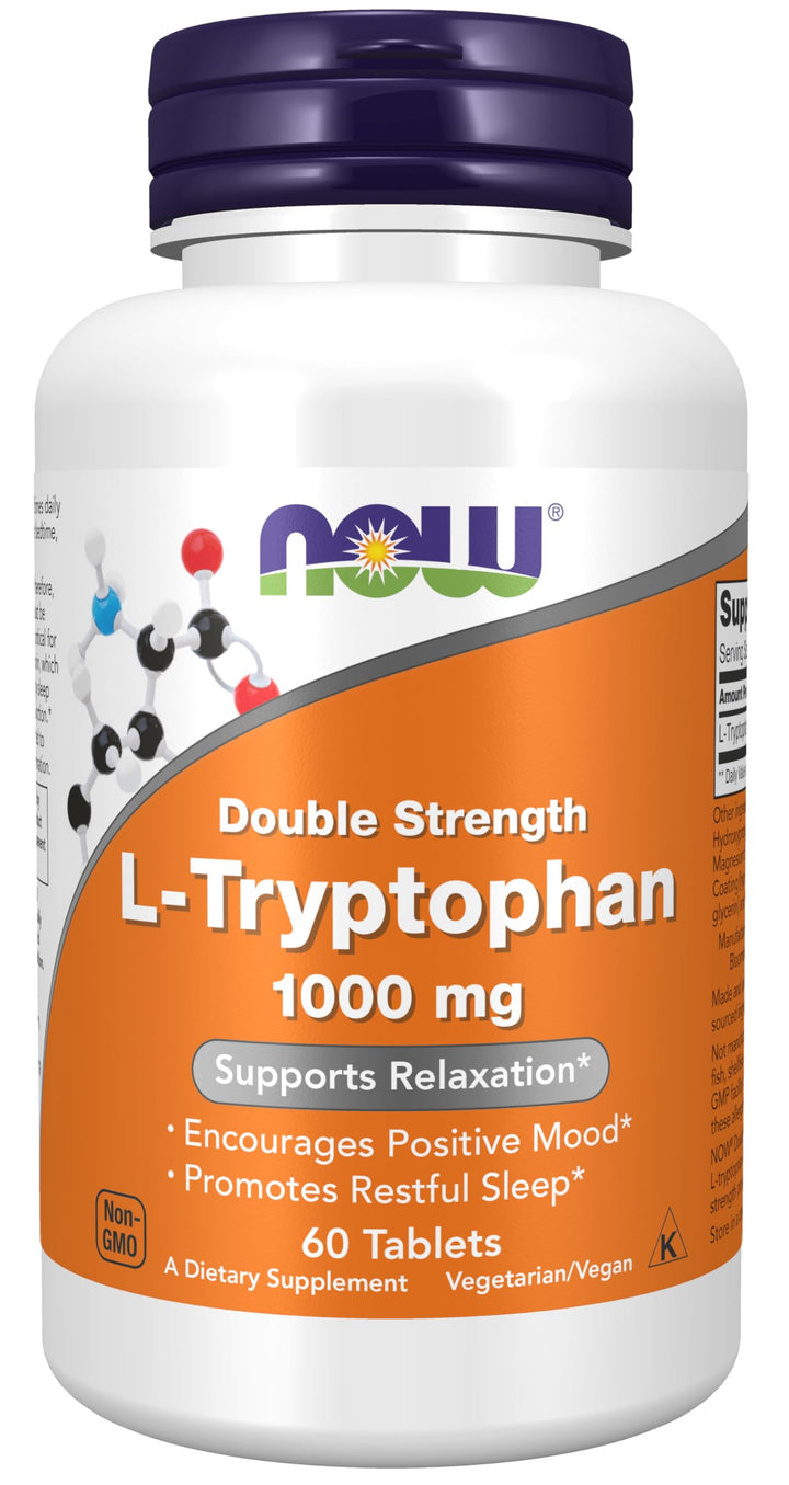 NOW L-Tryptophan 1000 mg, 60 Count