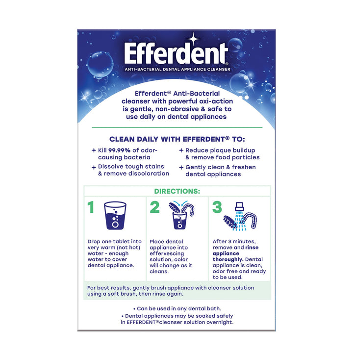 Efferdent Retainer and Denture Cleaning Tablets, Minty Fresh, 126 Count