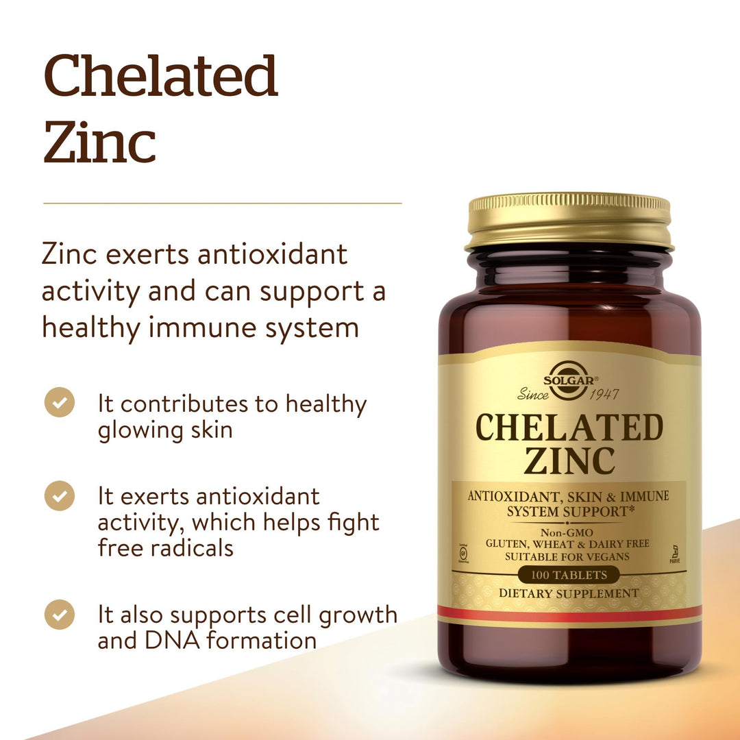 Solgar Chelated Zinc Tablets, 100 Count