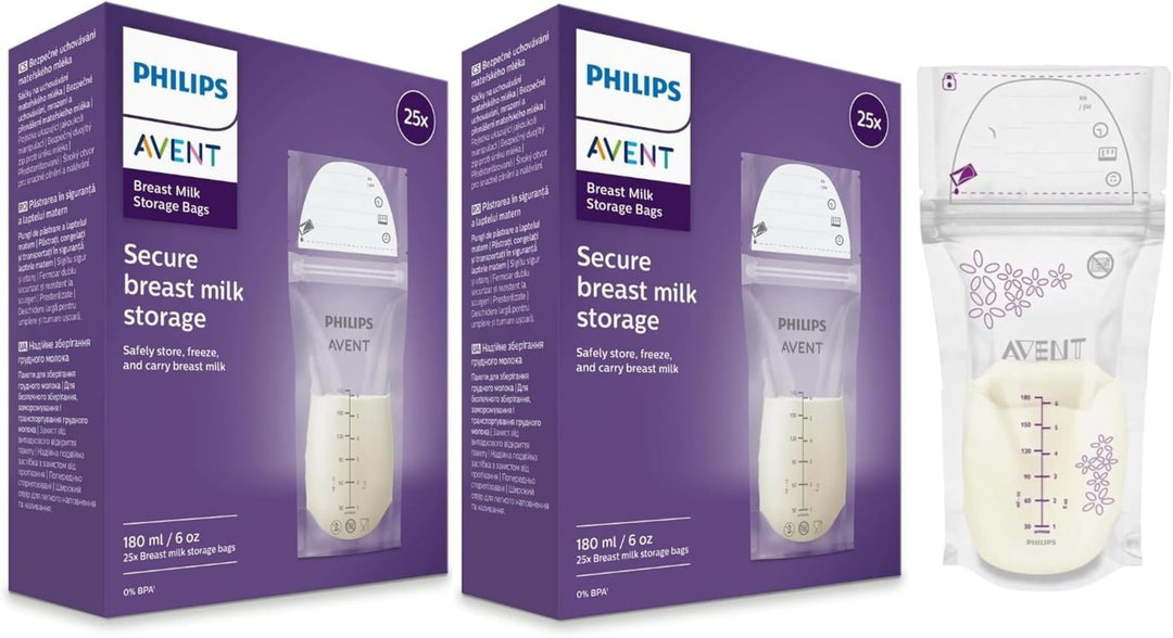 Philips Avent Breast Milk Storage Bags, Clear, 6 oz, 50 Count