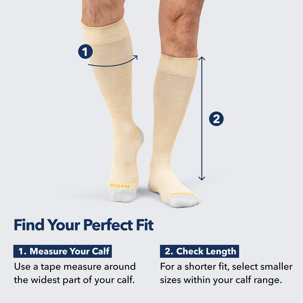 Wellow Knee High Compression Socks, Black Golden Dot, MD