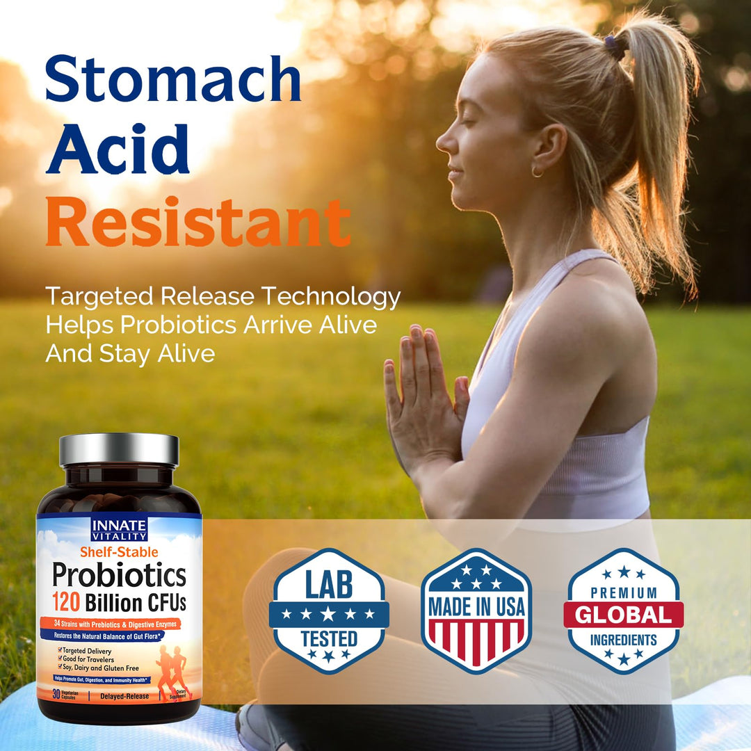 Innate Vitality 3-in-1 Probiotics, 120 Billion CFUs, 30 Count