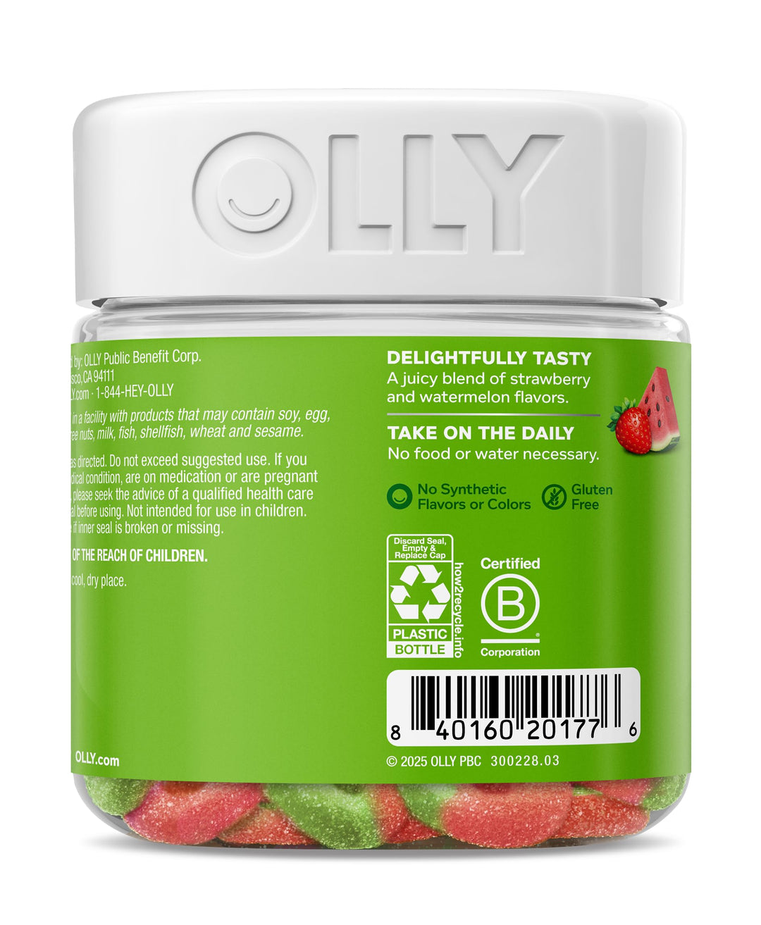 OLLY Fiber Gummy Rings, Berry Melon, 50 Count