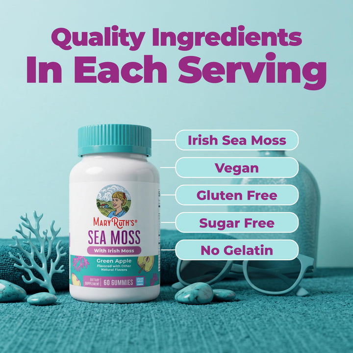 MARYRUTH'S Sea Moss Gummies, Sugar Free, 60 Count