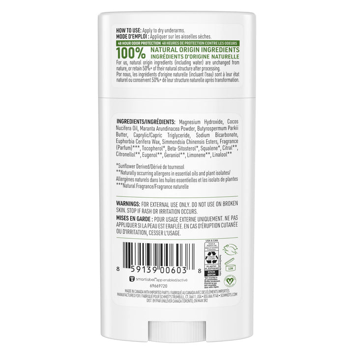 Schmidt's Bergamot + Lime Natural Deodorant, 2.65 oz