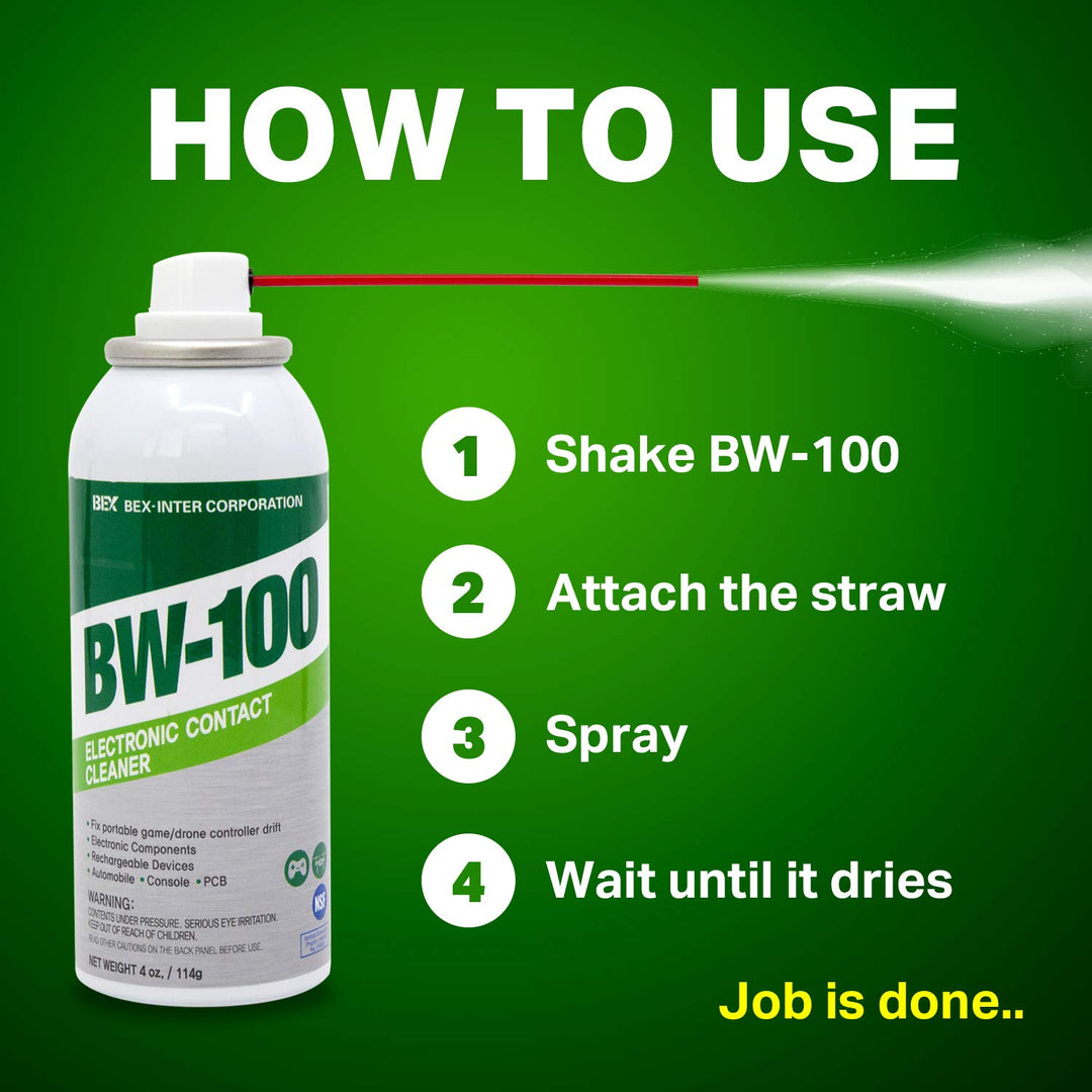 BW-100 Non-Flammable Electronic Contact Cleaner, 4 oz, Pack of 3