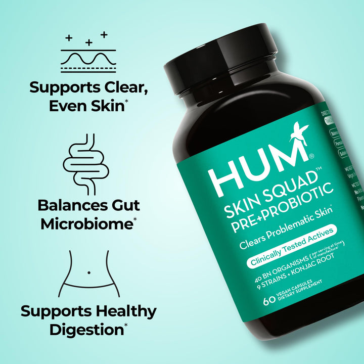 HUM Skin Squad Probiotic & Prebiotic, 60 Count