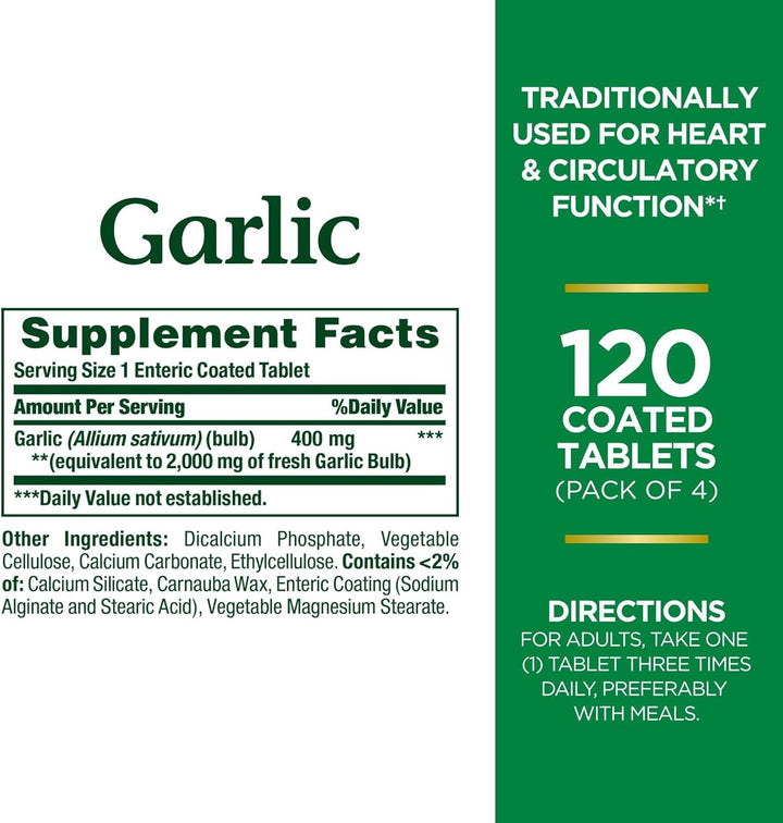 Nature's Bounty Garlic, 2000 mg, 120 Count