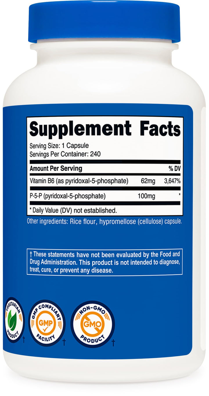 Nutricost P5P Vitamin B6 Supplement, 100 mg, 240 Count