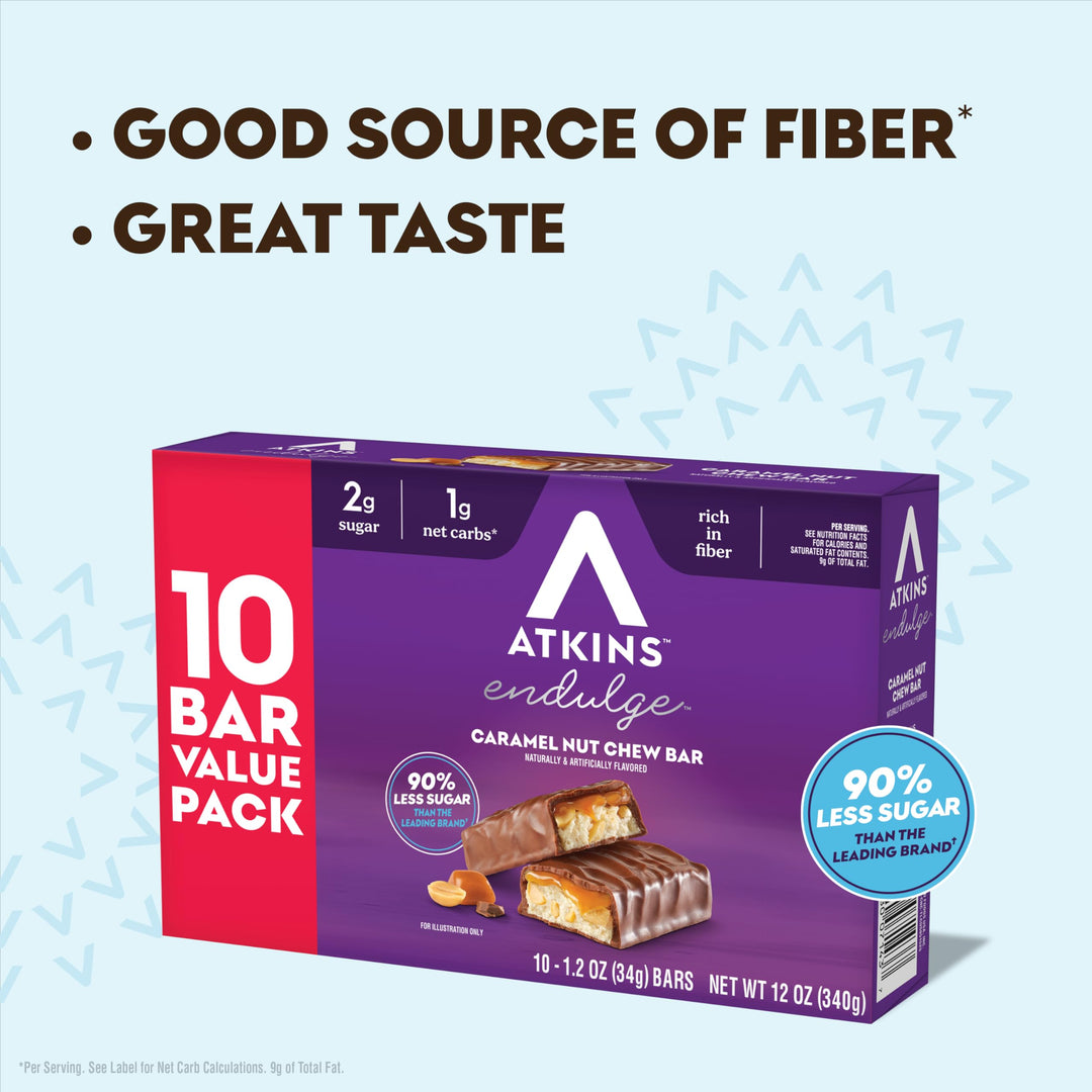 Atkins Endulge Caramel Nut Chew Bar, 10 Count