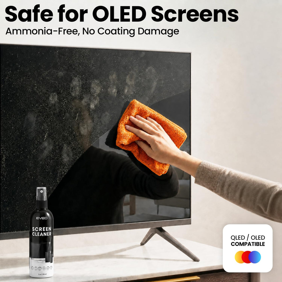 EVEO Screen Cleaner Kit, White, 8 fl oz, 4 fl oz, 2 Count
