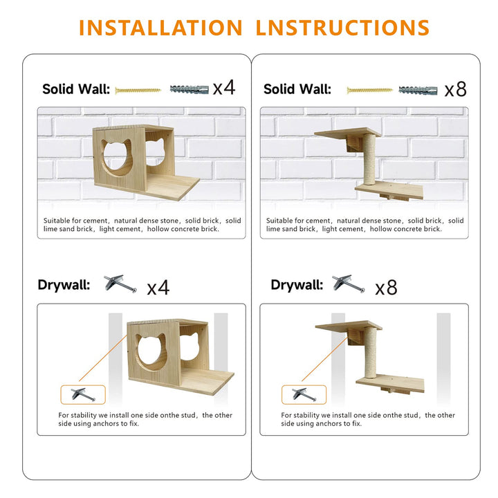 Yehnna Cat Wall Shelves and Perches Set, 5 Count