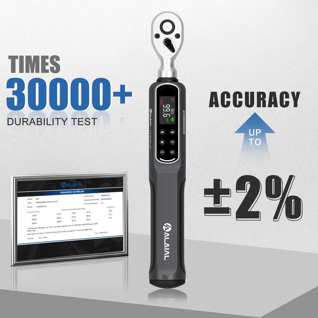 ALAIAL Digital Torque Wrench, 3/8 Drive, 1.5-99.6 ft lb