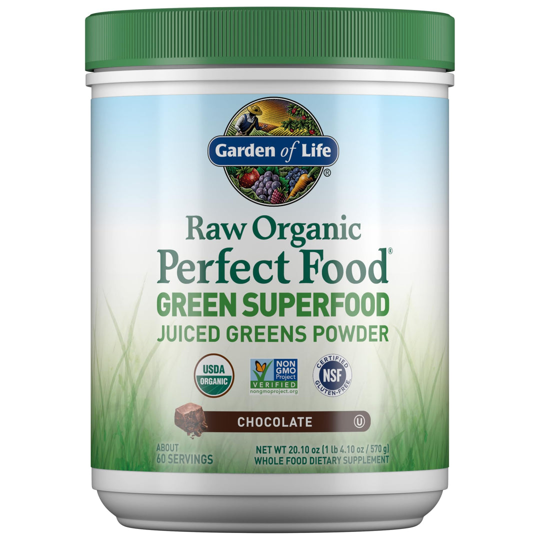 Garden of Life Raw Organic Perfect Green Superfood Juiced Powder, Chocolate, 20.1 oz