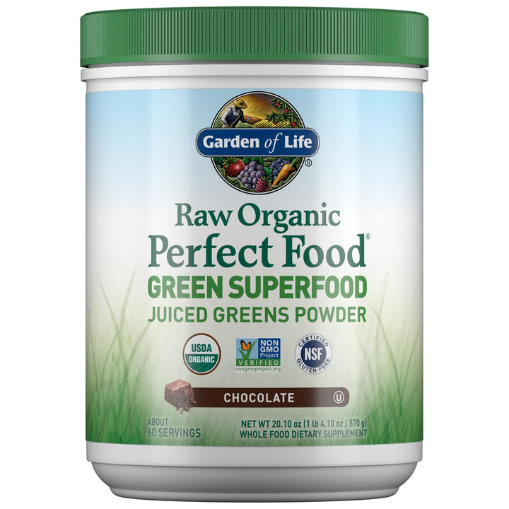 Garden of Life Raw Organic Perfect Green Superfood Juiced Powder, Chocolate, 20.1 oz