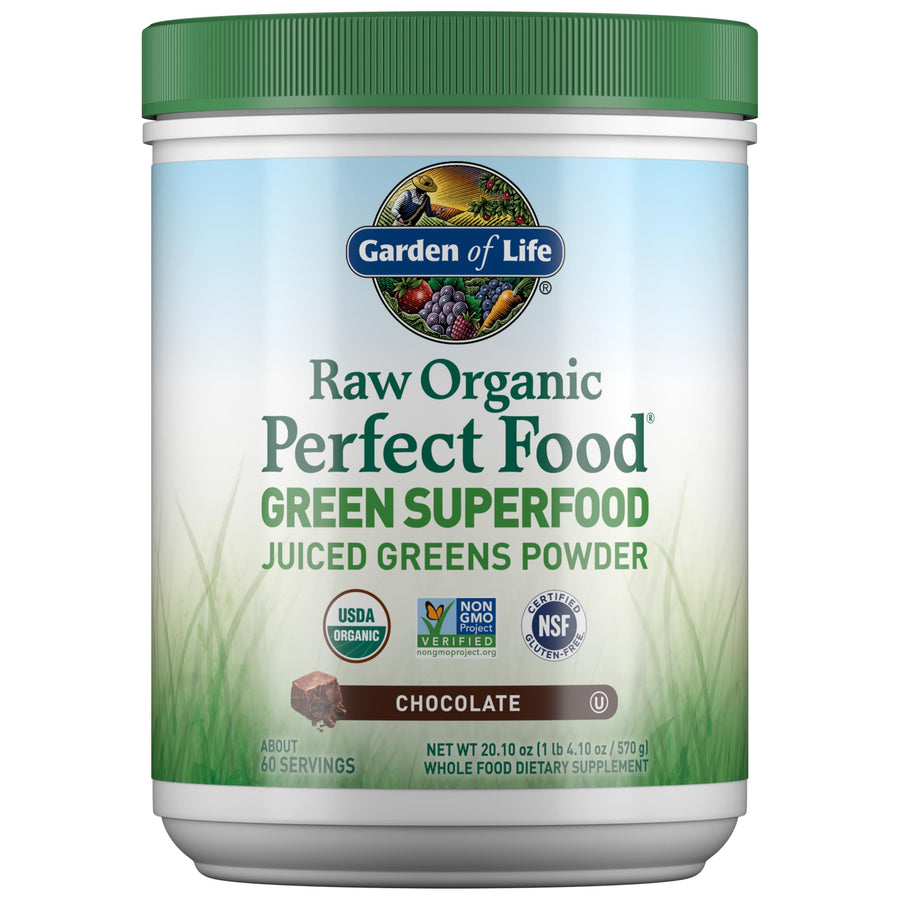 Garden of Life Raw Organic Perfect Green Superfood Juiced Powder, Chocolate, 20.1 oz