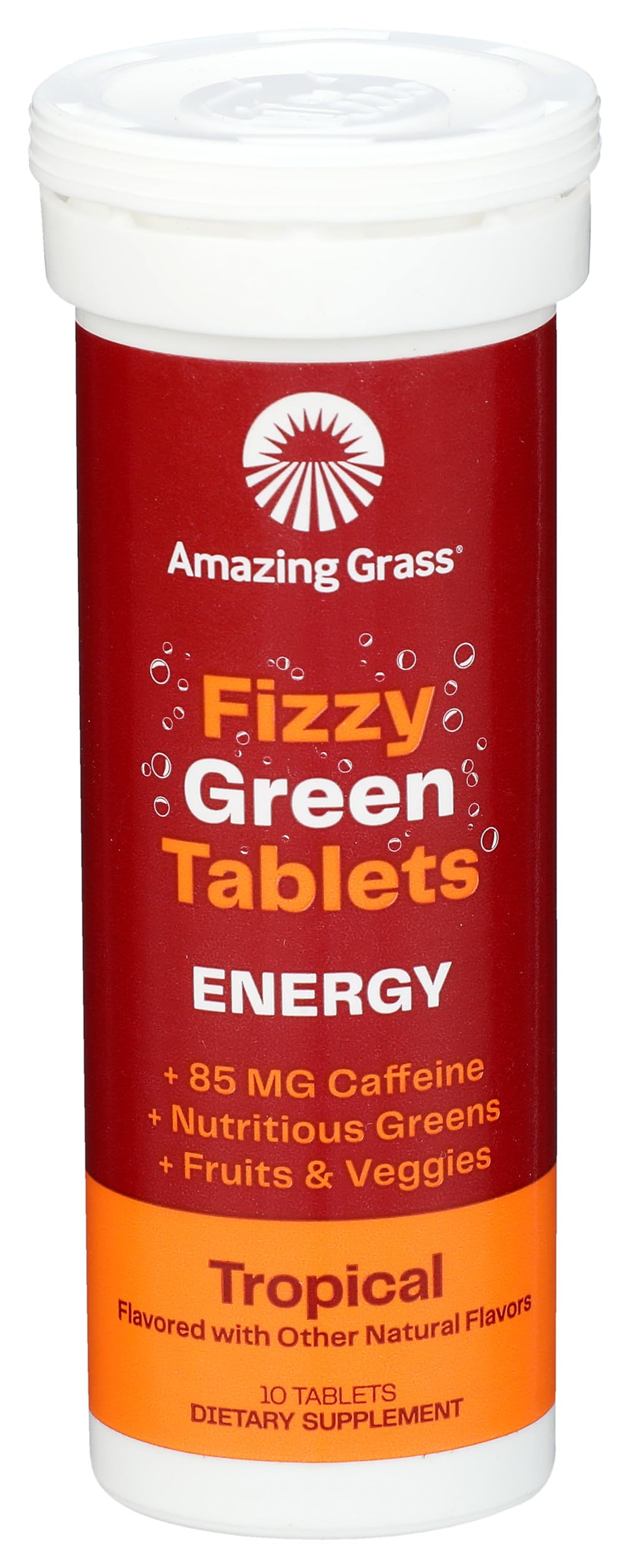 Amazing Grass Effervescent Greens Energy, Tropical Flavor, 10 Count