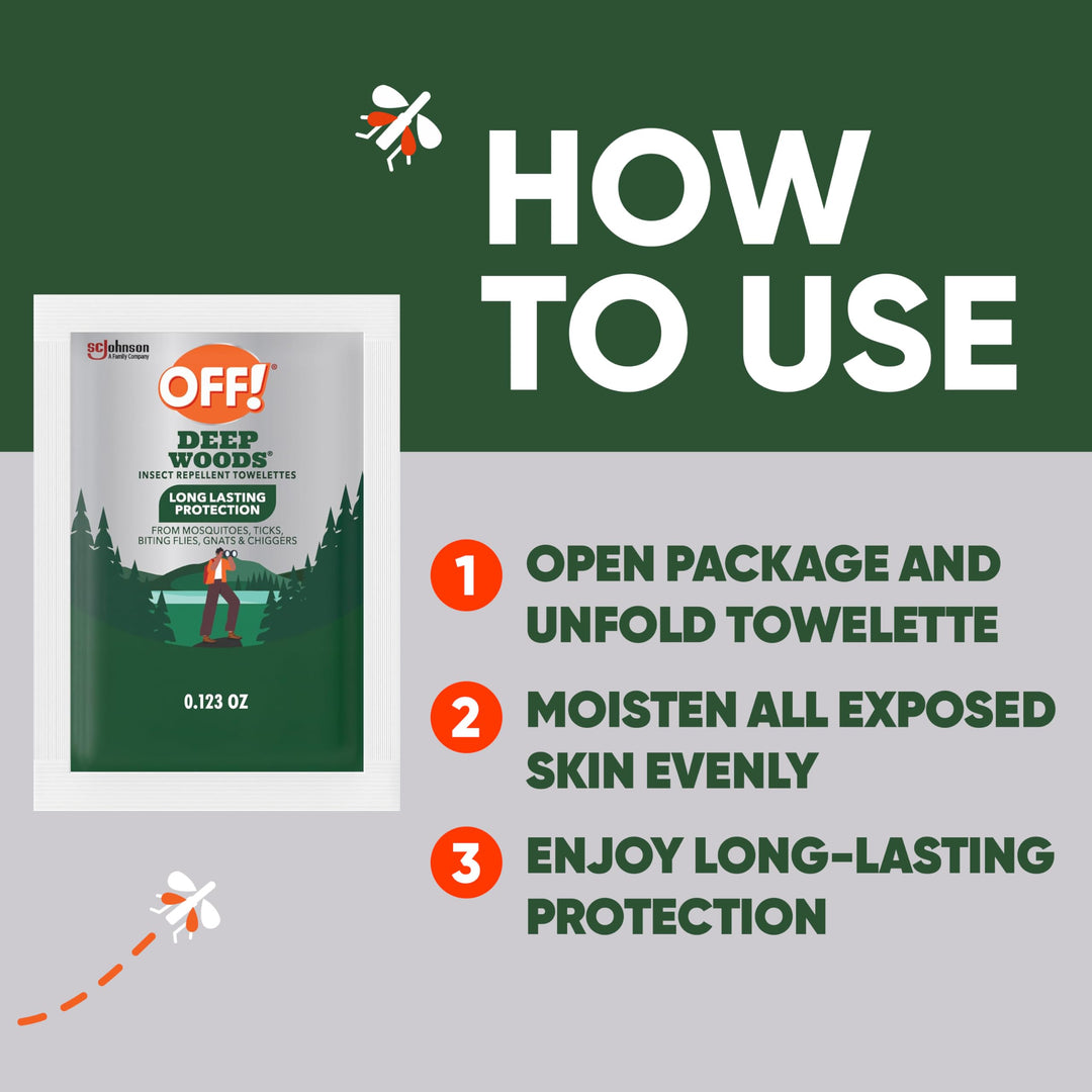 OFF Deep Woods Insect Repellent Towelettes, 12 Count