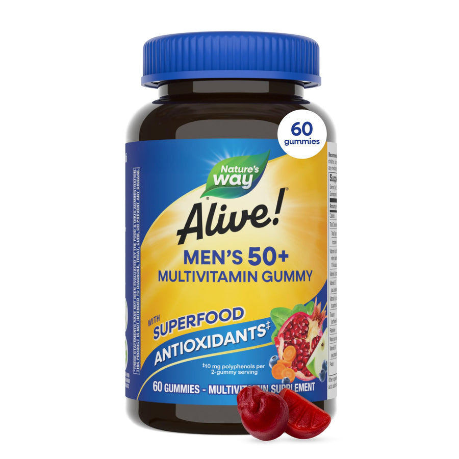 Nature's Way Alive Men's 50 Plus Multivitamin Gummy, Fruit, 60 Count
