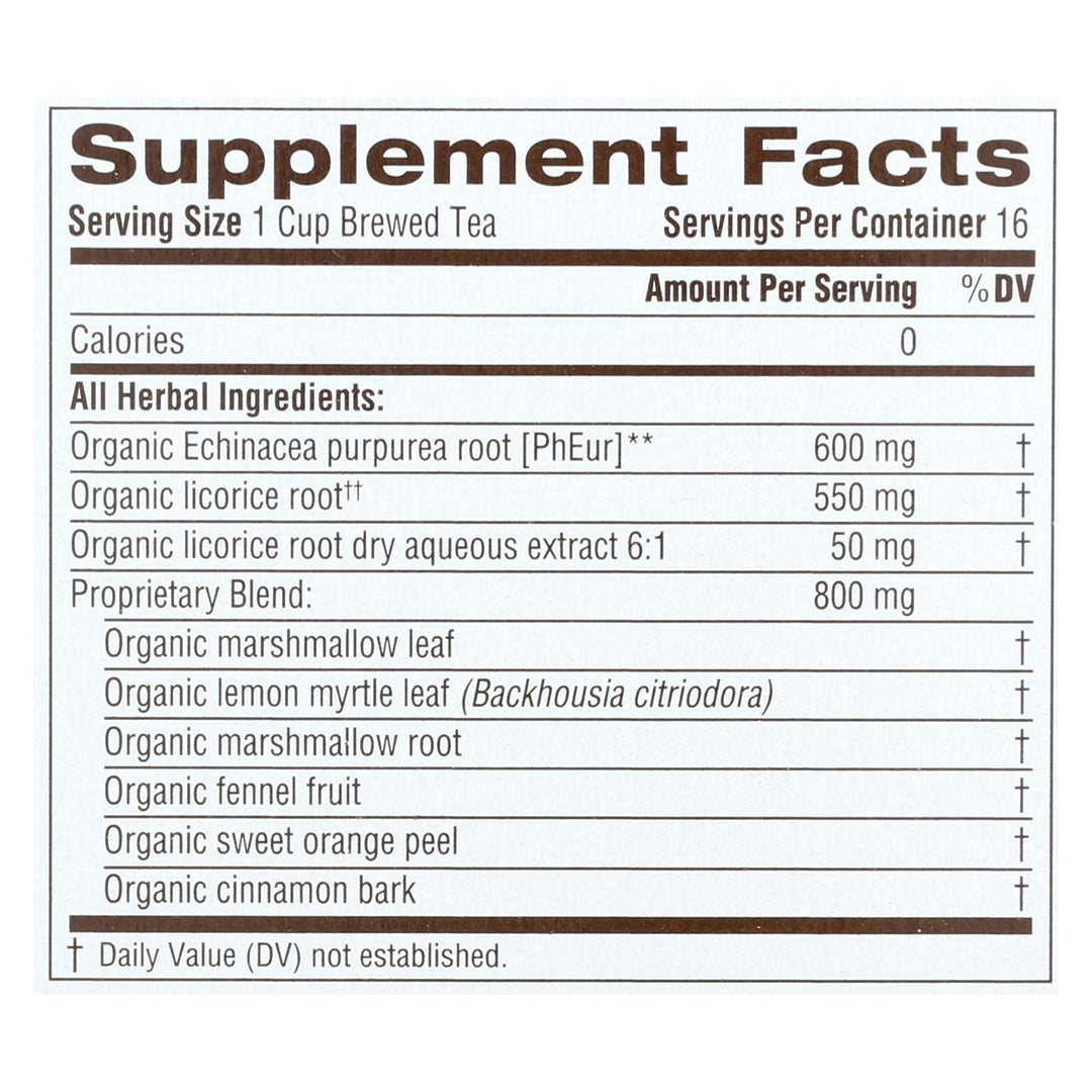 Traditional Medicinals Organic Throat Coat Lemon Echinacea Herbal Tea, Lemon Echinacea, 96 Count