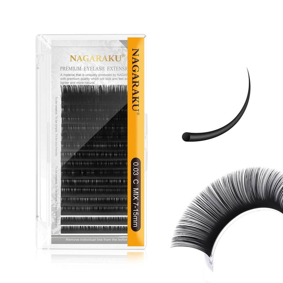 NAGARAKU Eyelash Extensions, 0.03mm C Curl, 7-15mm