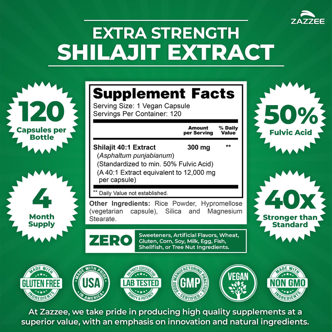 Zazzee Himalayan Shilajit 40:1 Extract, 50% Fulvic Acid